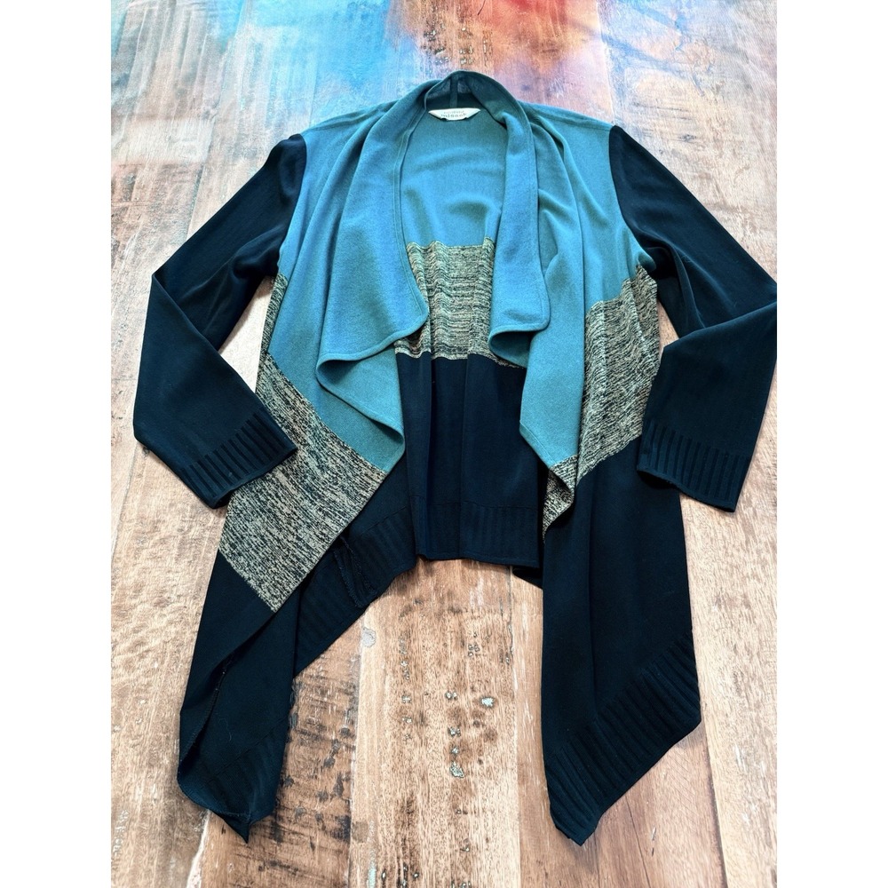 Misook Exclusively Womens Multi‎ Knit Open Asymmetrical Cardigan Sz XL